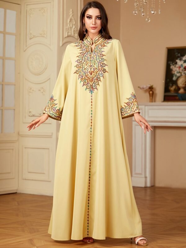 Embroidered V-Neck Party Dress - Image 4